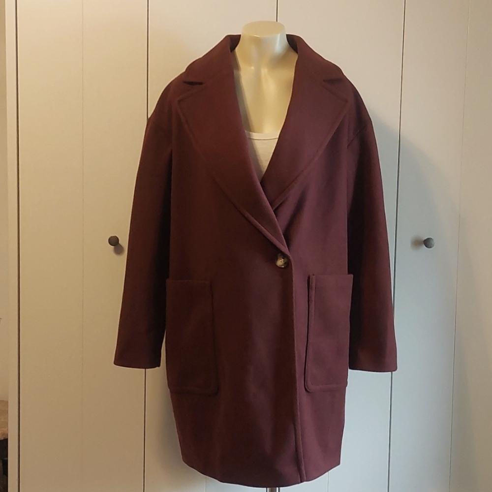 Topshop Burgundy Pea Coat